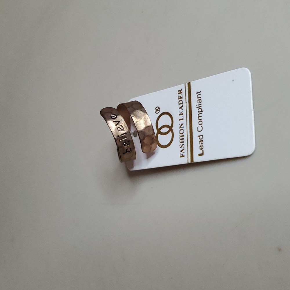 Fashion Leader, Believe, copper colored, adjustable ring